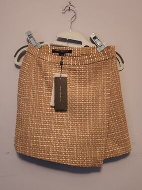 French Connection Tan and White Tweed Mini Skirt